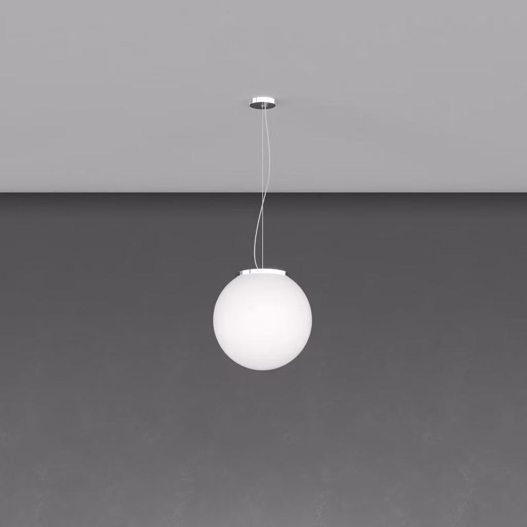 Lampadario Sospeso Contemporaneo Top Light Mars in Metallo Cromo e Vetro Bianco, Diametro: 30 cm – 2