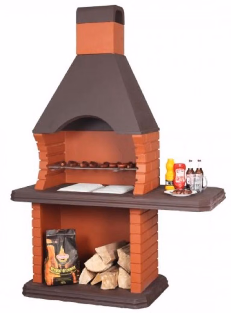 Casa Padrino barbecue da giardino arancio/marrone 160 x 74 x h. 232 cm - Caminetto barbecue in cemento - Accessori per il giardino