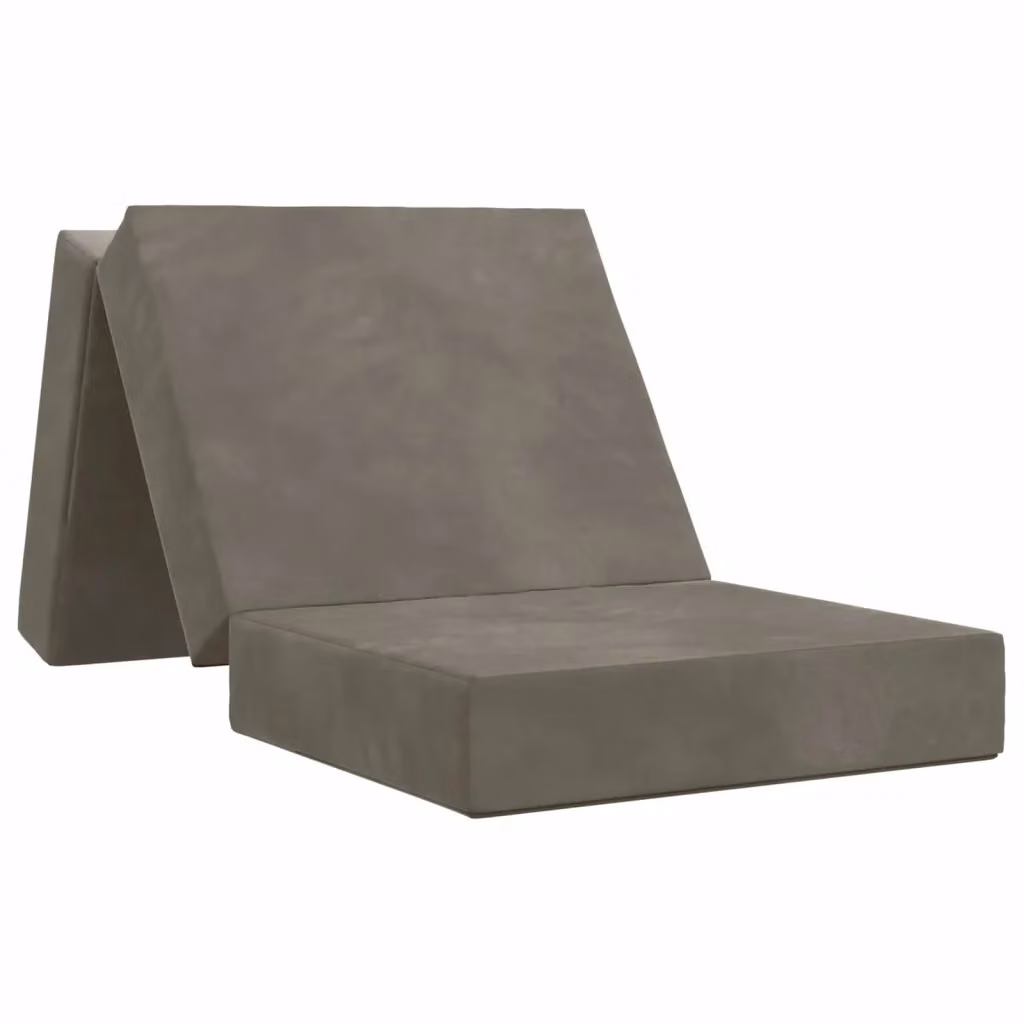 Divano Letto Pieghevole vidaXL in Velluto Grigio con Imbottitura in Schiuma L: 90 cm, P: 63 cm, H: 45 cm – 2