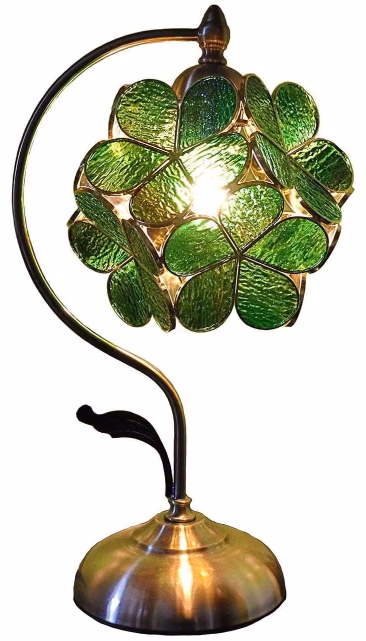Lampada da tavolo Tiffany - Rosa - 20 cm di larghezza - 43 cm di altezza - Paralume in vetro colorato - Attacco E27