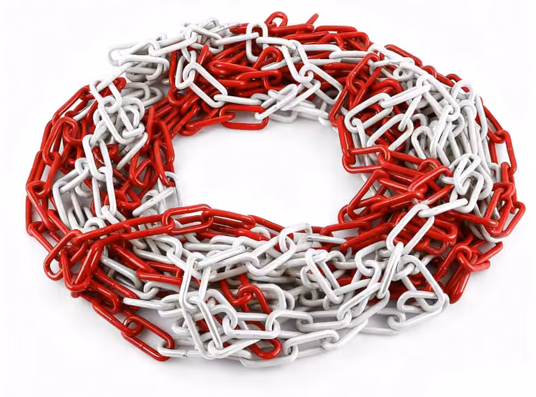 Catena di delimitazione, lunghezza 12 metri, diametro 5 mm, rosso e bianco, acciaio zincato