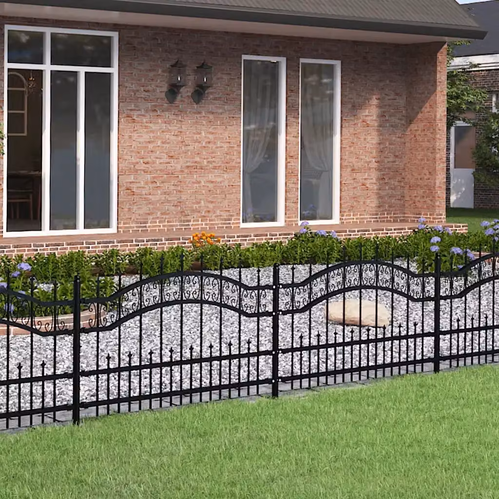 Recinzione da giardino e cortile KAMPEN in acciaio con punta a lancia, colore nero, L: 240 cm, H: 75 cm – 2