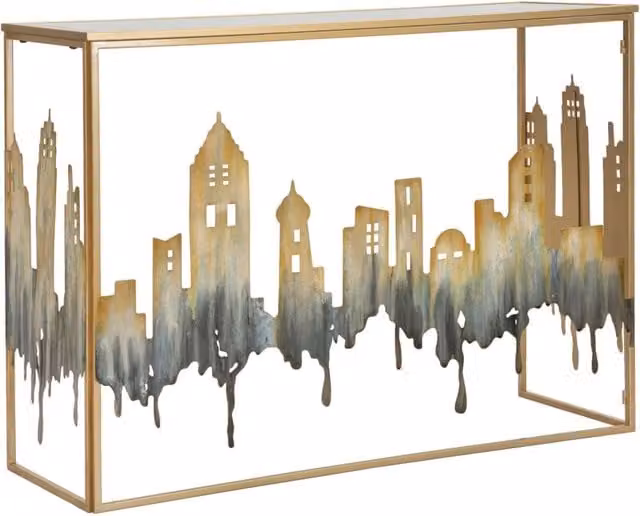 Console City 110x38,5x81 cm in Ferro e MDF e Vetro Multicolor