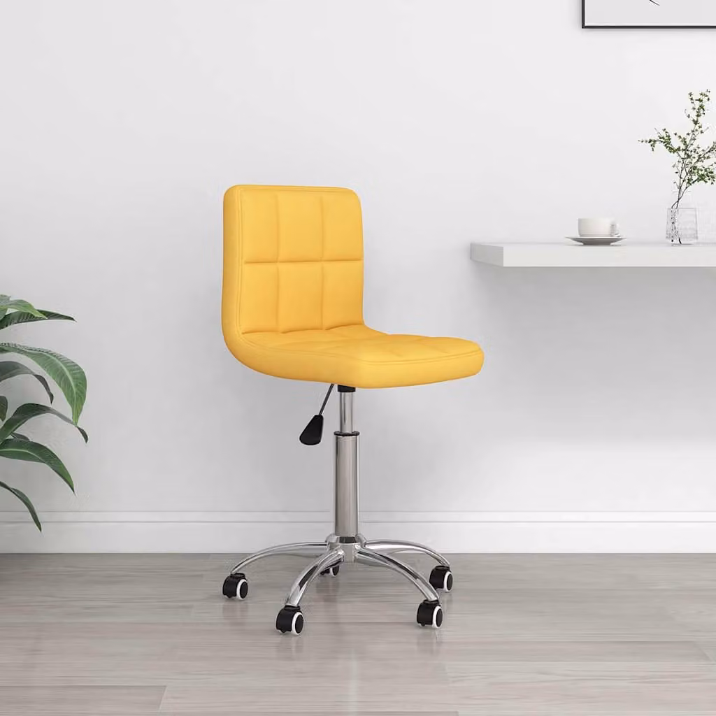 Sedia da ufficio girevole moderna vidaXL in tessuto giallo con base in metallo e ruote