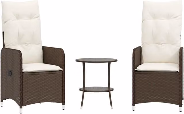 Sedie da Giardino Reclinabili 2 pz | Sedie da Esterno con Tavolo Polyrattan