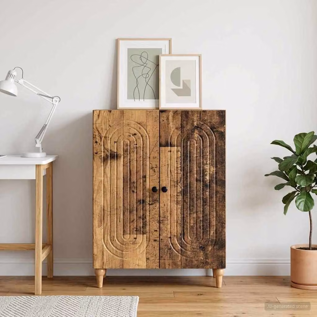 Credenza moderna vidaXL in legno e metallo color marrone L: 66 cm, P: 34,5 cm, H: 90 cm
