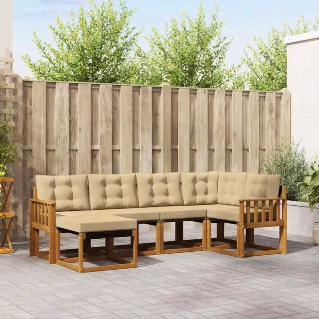 Set di divani da esterno 6 pz Naturale e Beige 3368832