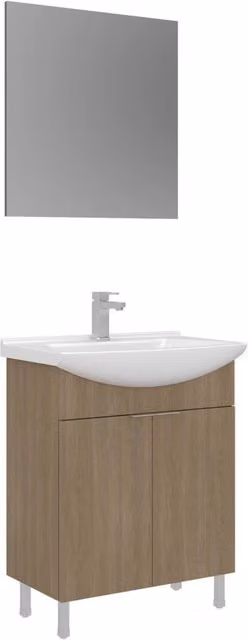 Set mobile lavabo con specchio (2 pezzi) "Purus 65" - 65 x 50 x 83 cm - Rovere