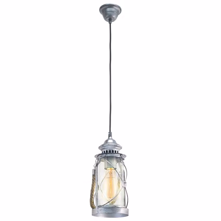Eglo 49214 Lampada a sospensione vintage Ø 14cm argento antico chiaro