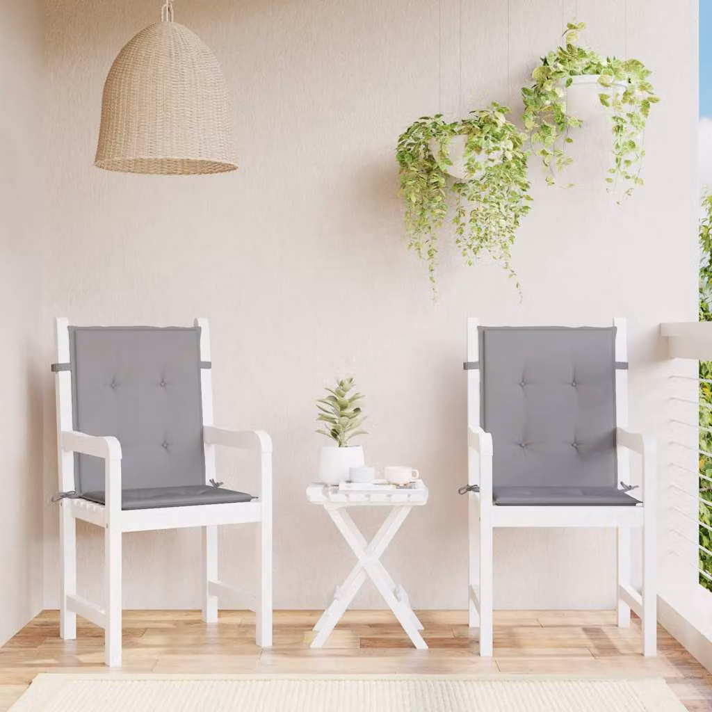 Set di 2 cuscini per sedie da giardino vidaXL in poliestere impermeabile e traspirante, Grigio, L: 100 cm, P: 50 cm, H: 3 cm