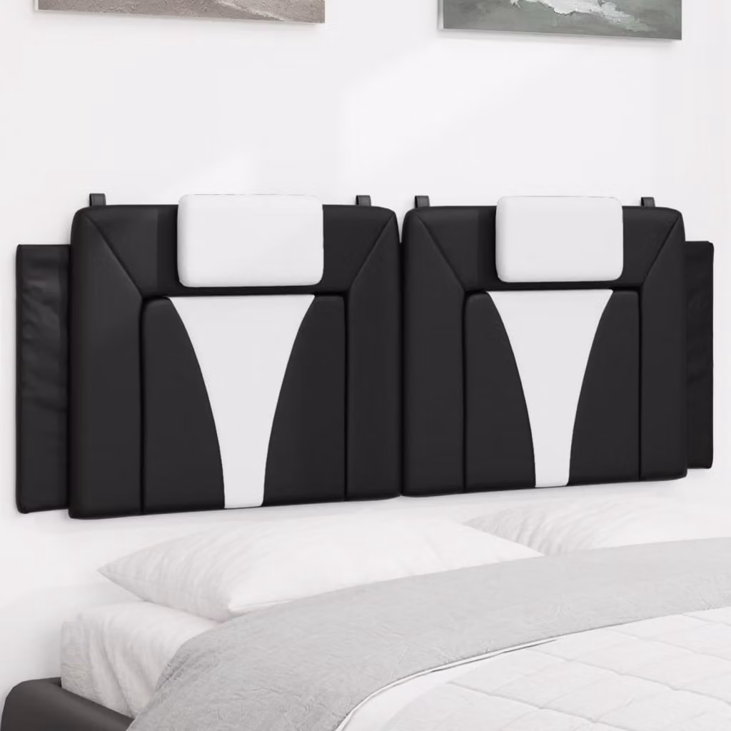 Cuscino Testiera Viana vidaXL in Similpelle Nero e Bianco, L: 140 cm