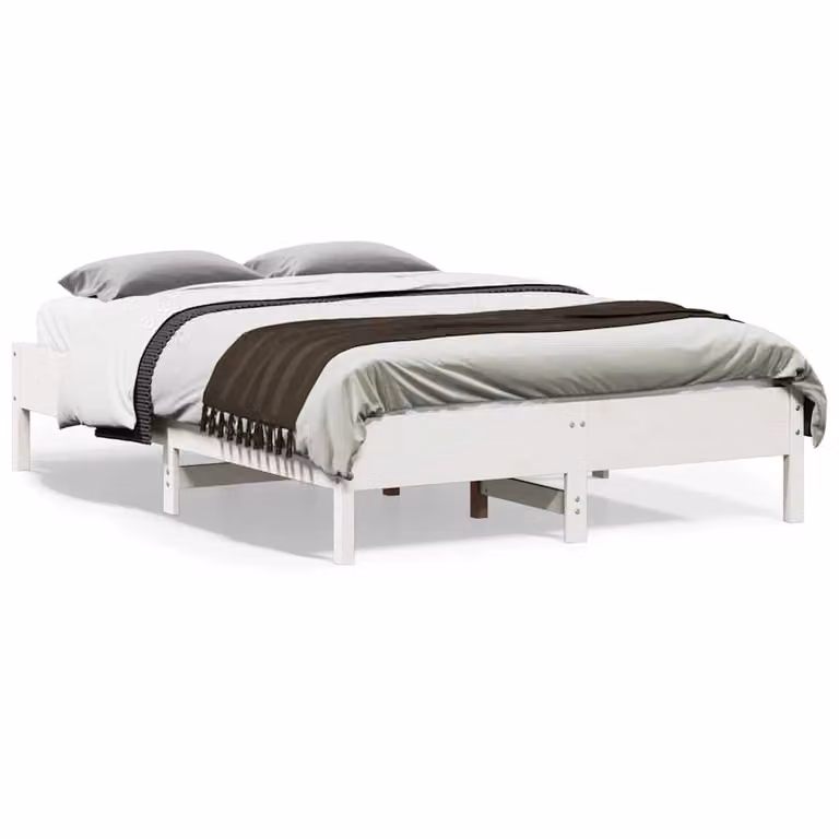 Letto singolo vidaXL in legno massello di pino bianco con doghe fisse L/P: 120 x 200 cm