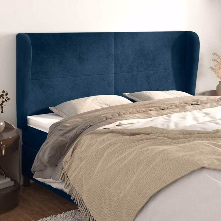 Testiera ad Orecchio vidaXL in Velluto Blu, L: 163 cm, P: 23 cm, H: 118/128 cm
