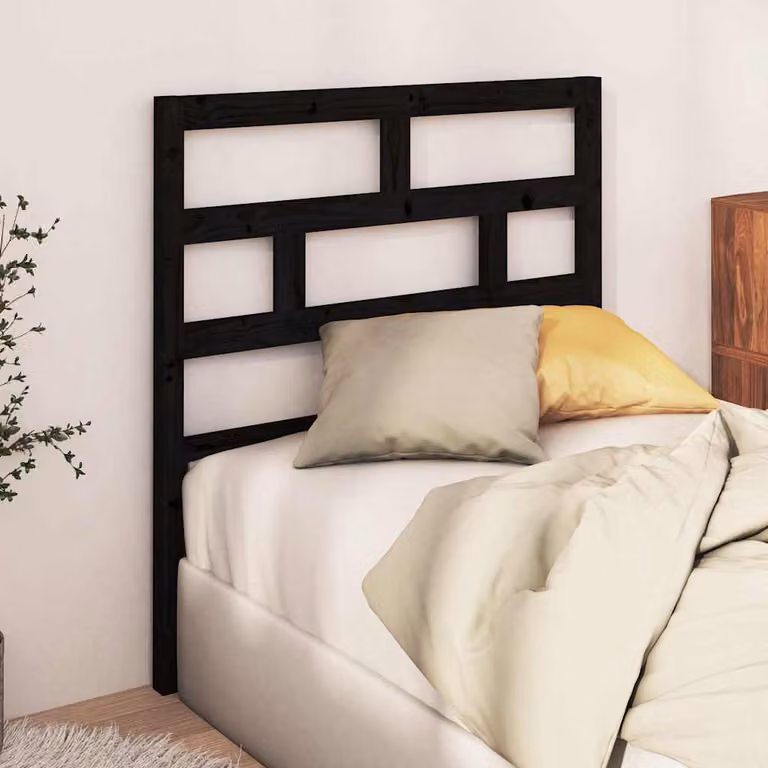 Testiera per Letto vidaXL in Legno Massello di Pino Nero L: 106 cm, P: 4 cm, H: 100 cm