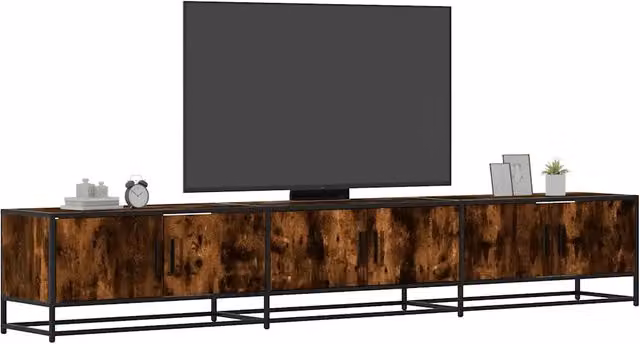 Mobile Porta TV Industrial vidaXL in Rovere e Metallo, Colore Marrone, L: 240 cm, P: 35 cm, H: 41 cm