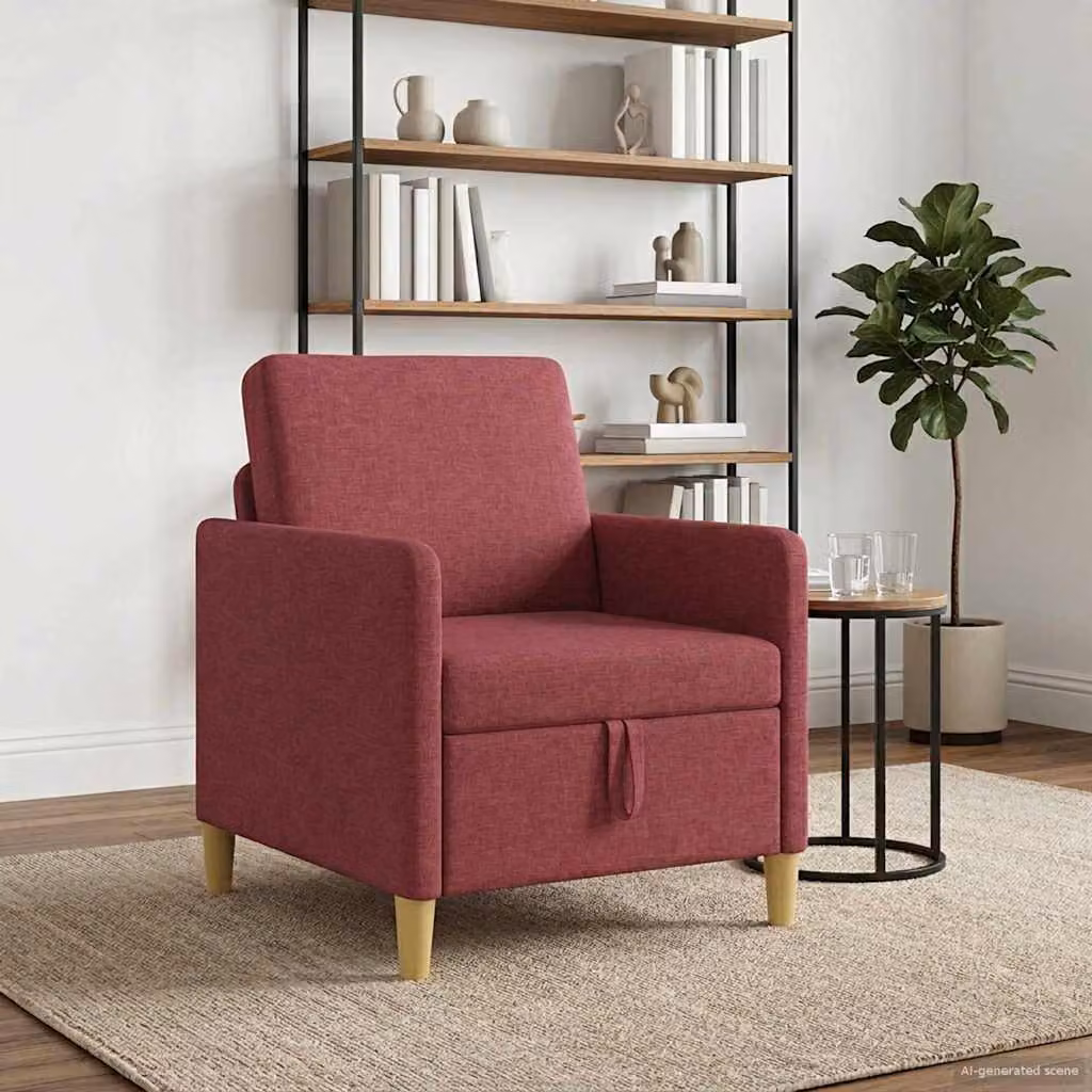 Divano moderno vidaXL con contenitore apribile in tessuto rosso per soggiorno L: 72 cm, P: 78 cm, H: 87 cm