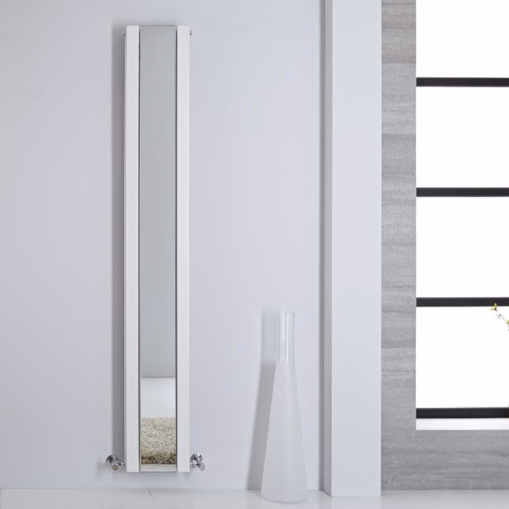 Radiatore Verticale Design Bianco con Specchio 1800x265mm 700W - Slim salvaspazio - Sloane