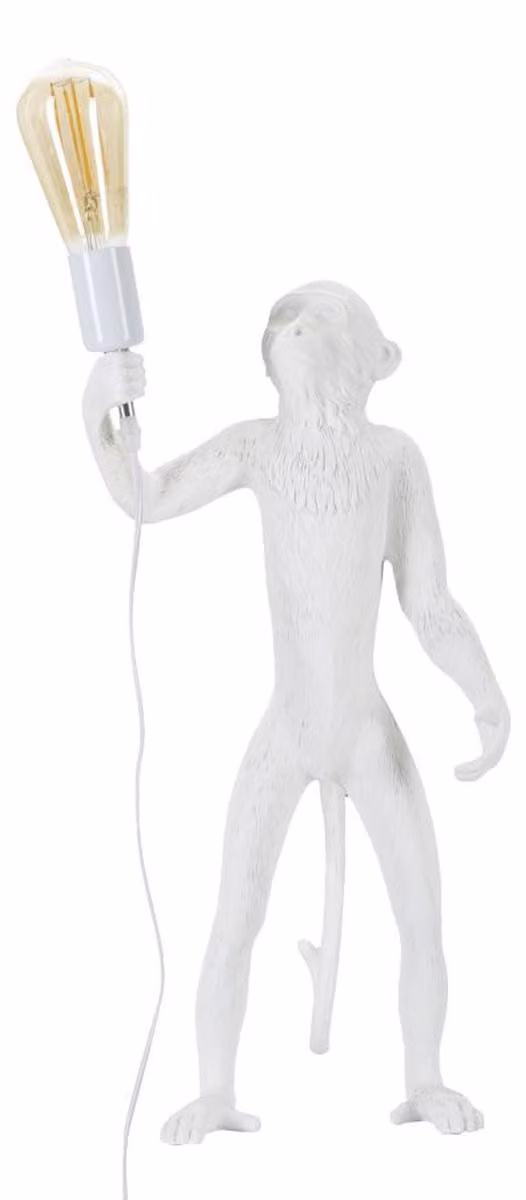 Lampada da tavolo Monkey Bianco in resina Glam 26x34x55 cm
