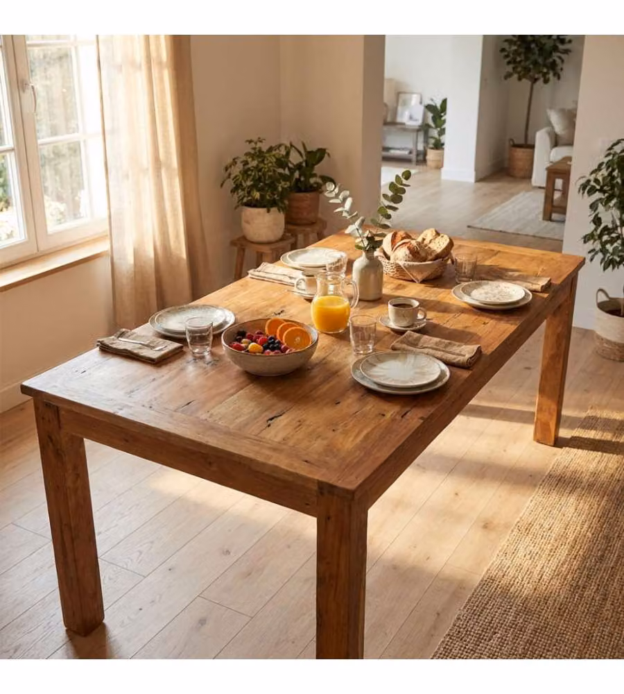 Cosma Tavolo Rettangolare in Legno Riciclato 200x100x77 cm Naturale