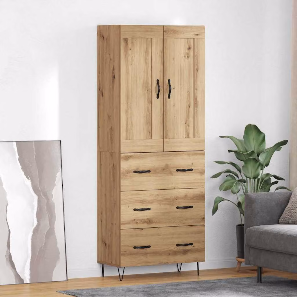 vidaXL Credenza Moderna in Legno e Metallo Marrone L: 69,5 cm, P: 34 cm, H: 180 cm