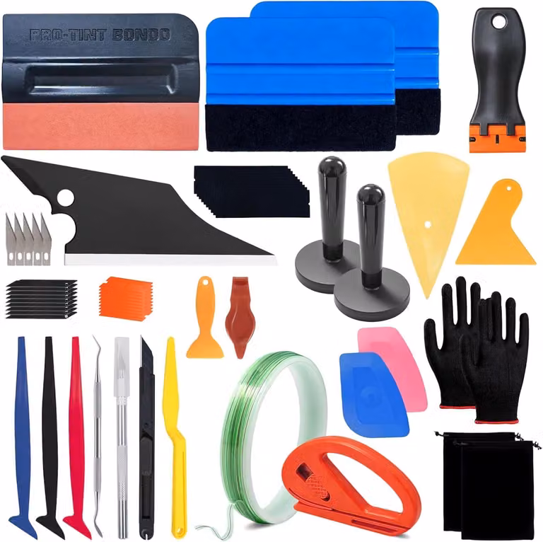 Kit di strumenti in vinile, 60 pezzi, con filo taglierino e spatola, per l'applicazione di pellicole adesive per auto