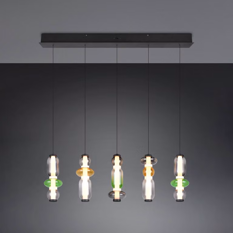 Trio Lighting Lampada a sospensione in vetro Minerva, dimmerabile, Multicolore, Soggiorno / Sala da pranzo, Vetro, Lampada a sospensione