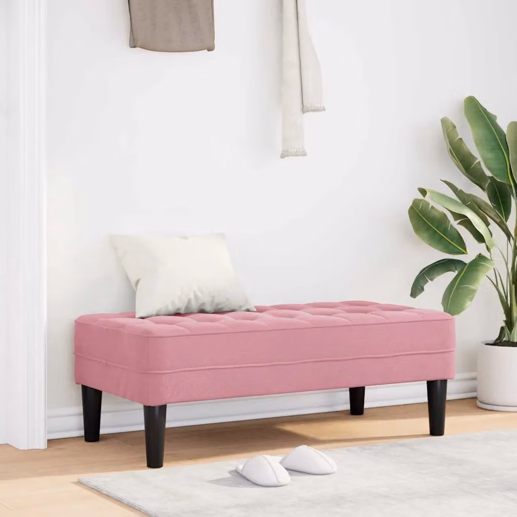 Panchina con cuscino vidaXL in velluto rosa L: 113 cm, P: 57 cm, H: 39 cm