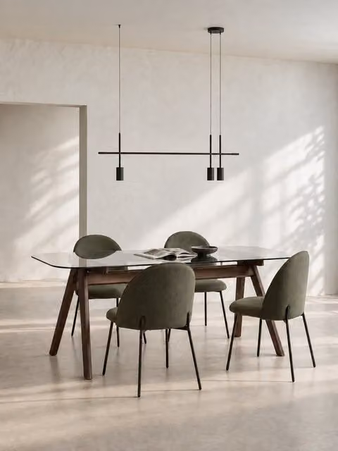 Set tavolo da pranzo 160 Must + 4 sedie verde scuro Tall - Kenay Home