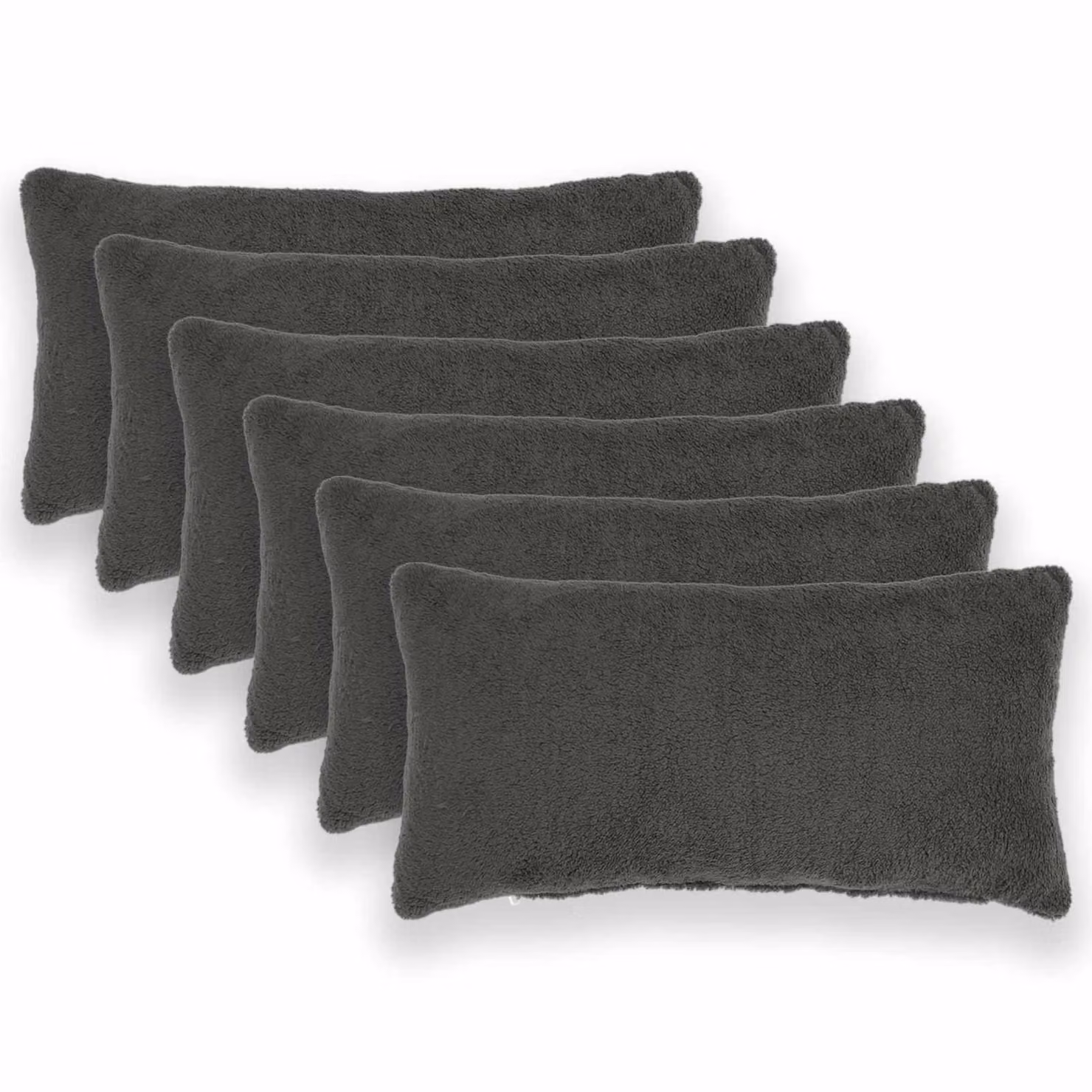 Set di 6 federe vidaXL HEERLEN in tessuto bouclé grigio, L: 70 cm x P: 40 cm