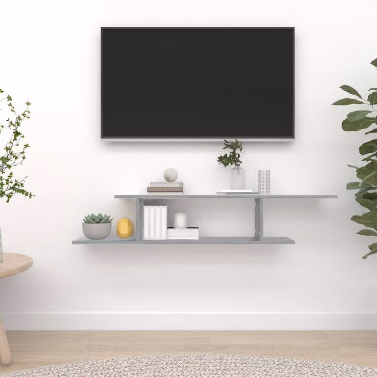Scaffale TV da parete vidaXL moderno in legno e MDF Grigio L: 125 cm, P: 18 cm, H: 23 cm