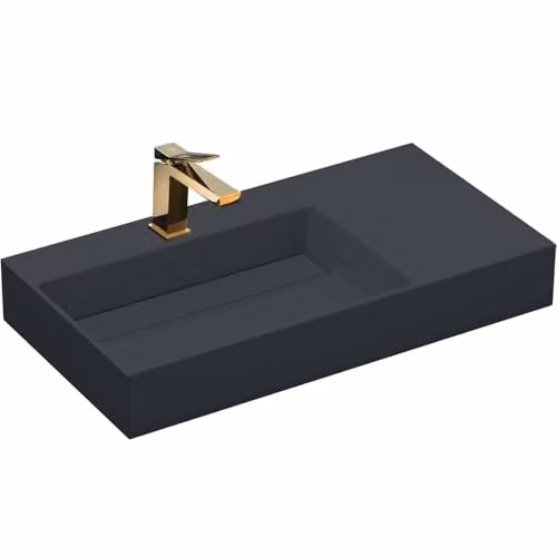 Rea - Lavabo Da Appoggio Archi In Conglomerato, Grigio, Rettangolare 89,5X48X13cm