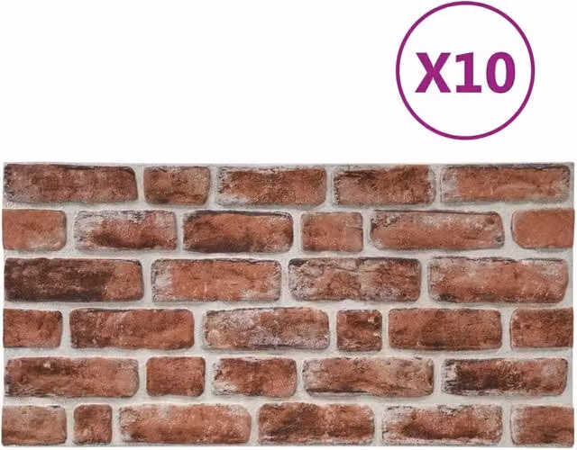 Set di 10 pannelli da parete autoadesivi con design geometrico moderno, Marrone scuro e Bianco, L: 100 cm, H: 50 cm – 1