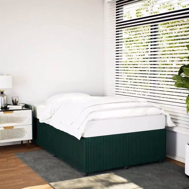 Giroletto vidaXL in velluto verde scuro con struttura in legno e doghe, L/P/H: 120 x 200 cm – 1