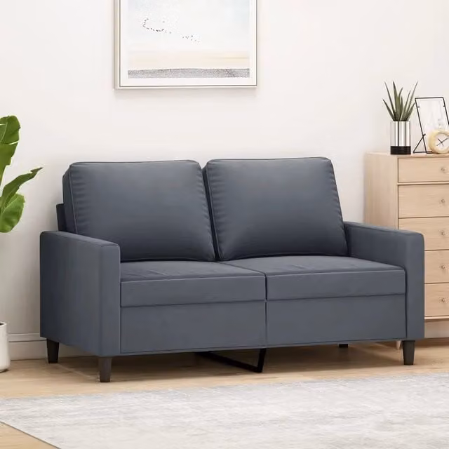 Divano moderno vidaXL in velluto grigio con struttura in metallo per il tuo soggiorno L: 138 cm, P: 80 cm, H: 77 cm – 1