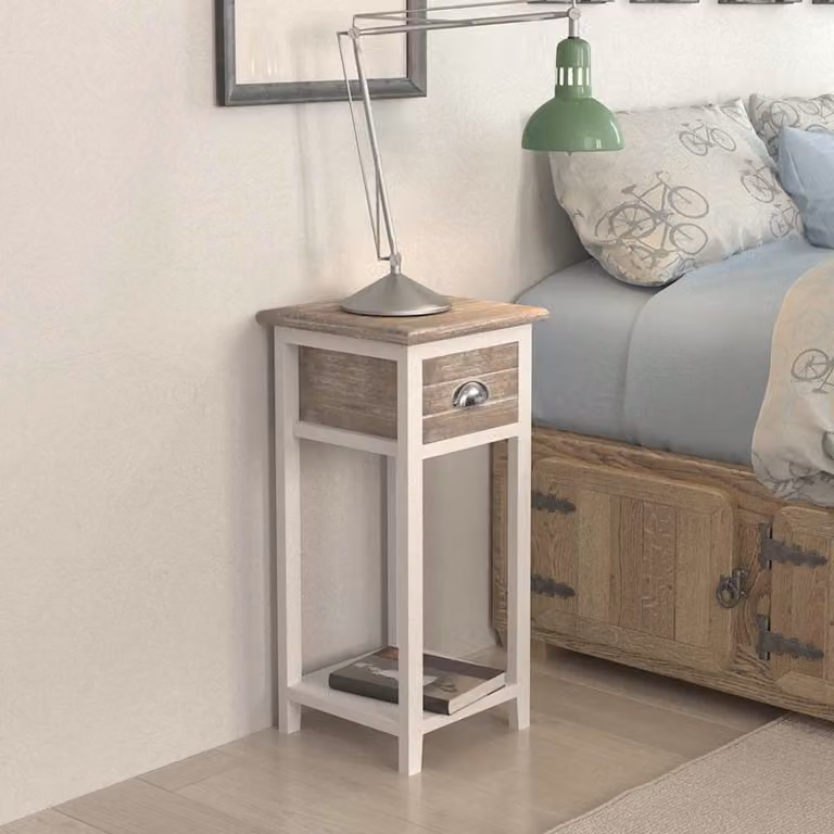 vidaXL Comodino con 1 Cassetto Marrone e Bianco