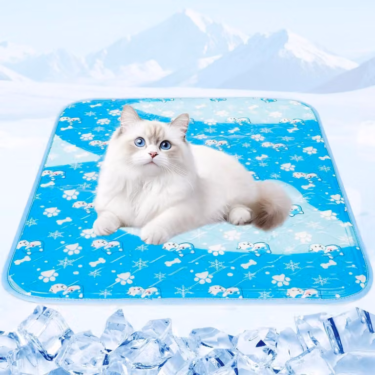 Tappetino refrigerante per animali domestici, tappetino in gel auto-raffreddante, 50 x 40 cm, impermeabile, resistente ai graffi, colore blu