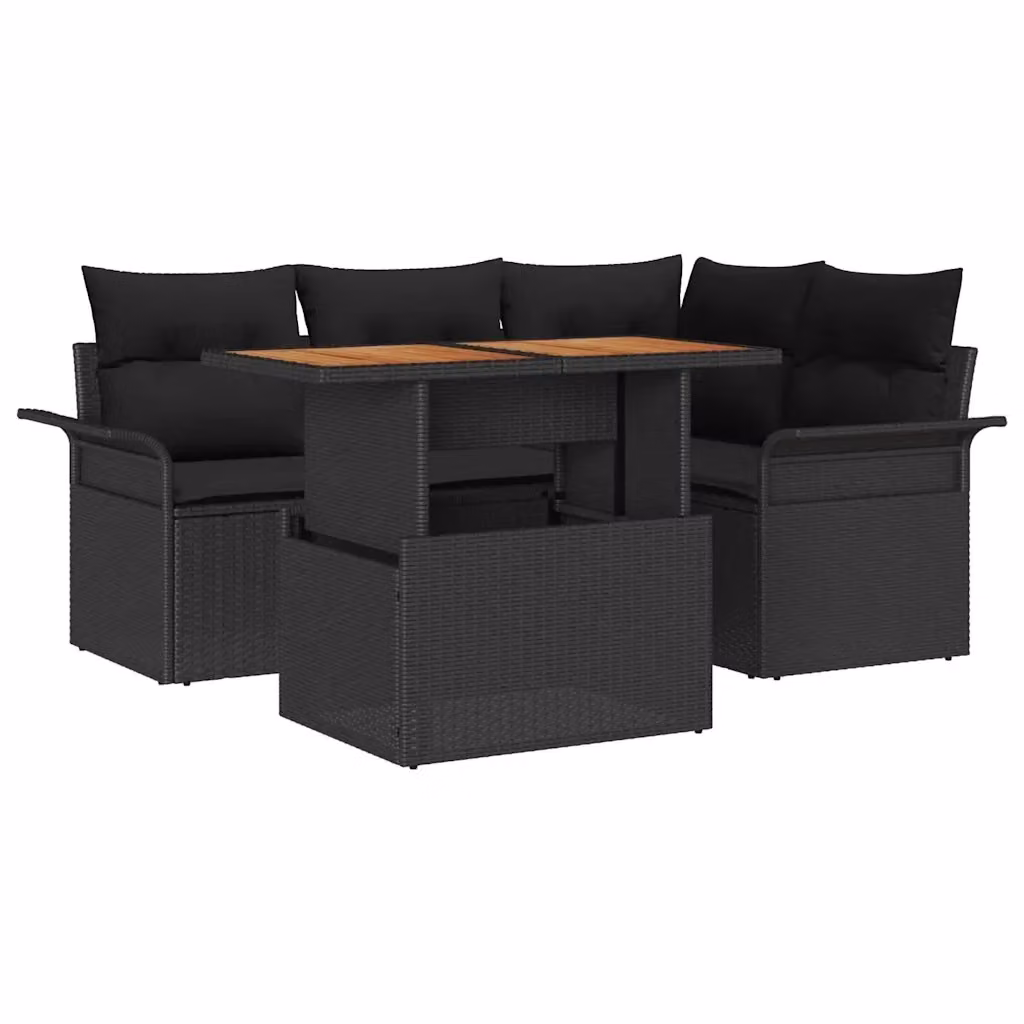 Set Divano da Giardino a L vidaXL 5 pz Nero con Cuscini e Struttura in Acciaio Verniciato a Polvere – 2