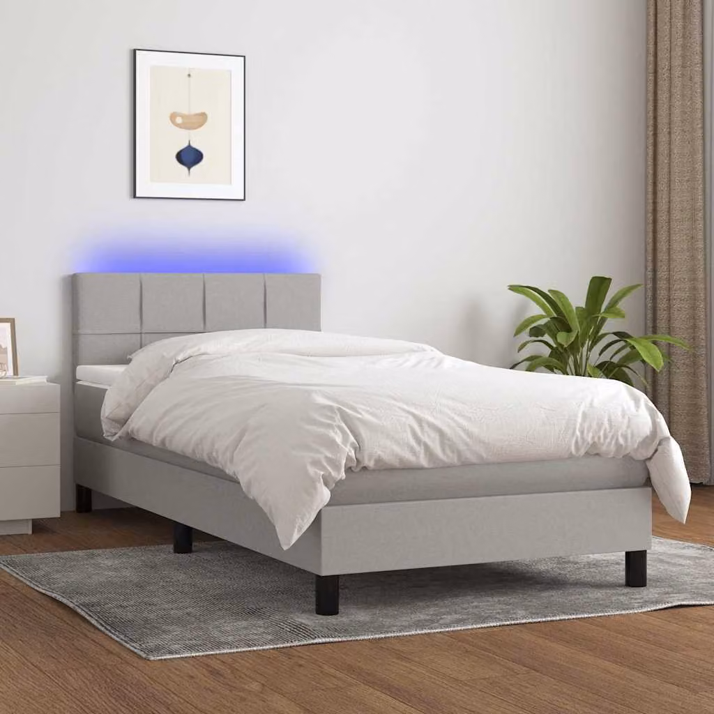 Letto Ibrido con Materasso e Illuminazione LED vidaXL, Grigio Chiaro e Bianco, L/P/H: 100 x 200 x 203 cm – 1
