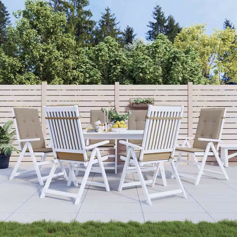 Set di 6 cuscini per sedie alte vidaXL in tessuto impermeabile e resistente ai raggi UV, colore tortora, L 120 cm x P 50 cm x H 3 cm