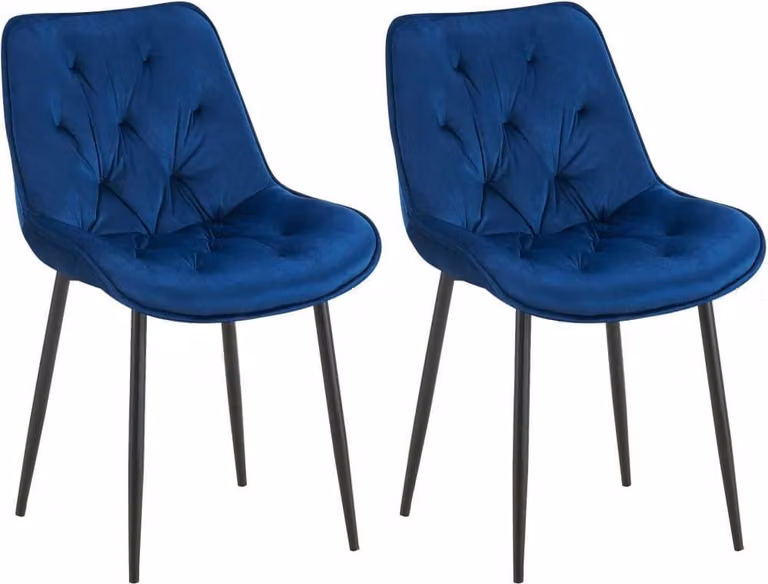 set di 2 sedie da pranzo Velvet - Sedie da cucina - Elevato comfort di seduta | Colore: blu