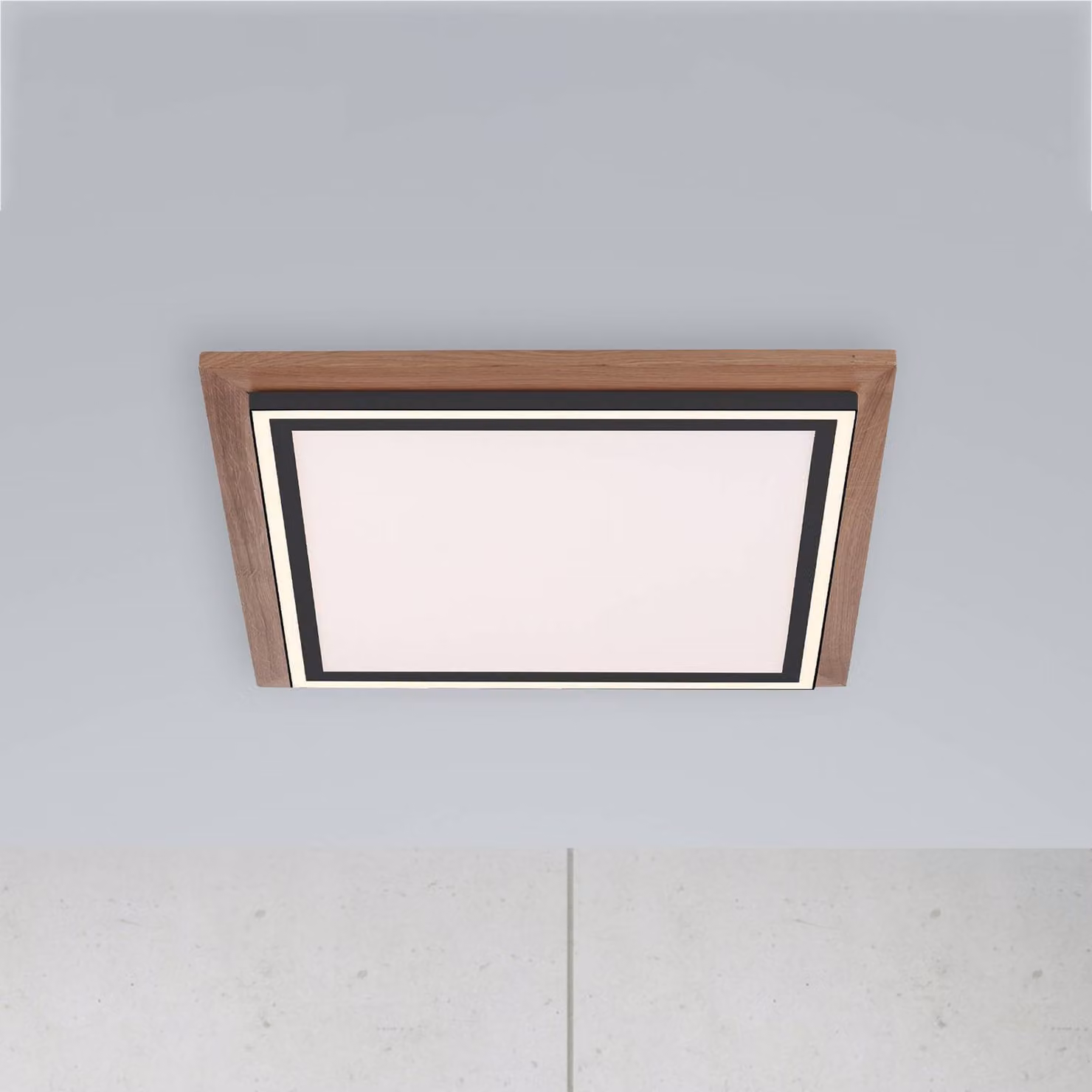 Paul Neuhaus Plafoniera a LED Palma, dimmerabile, Legno scuro, Soggiorno / Sala da pranzo, Alluminio, Plafoniera LED