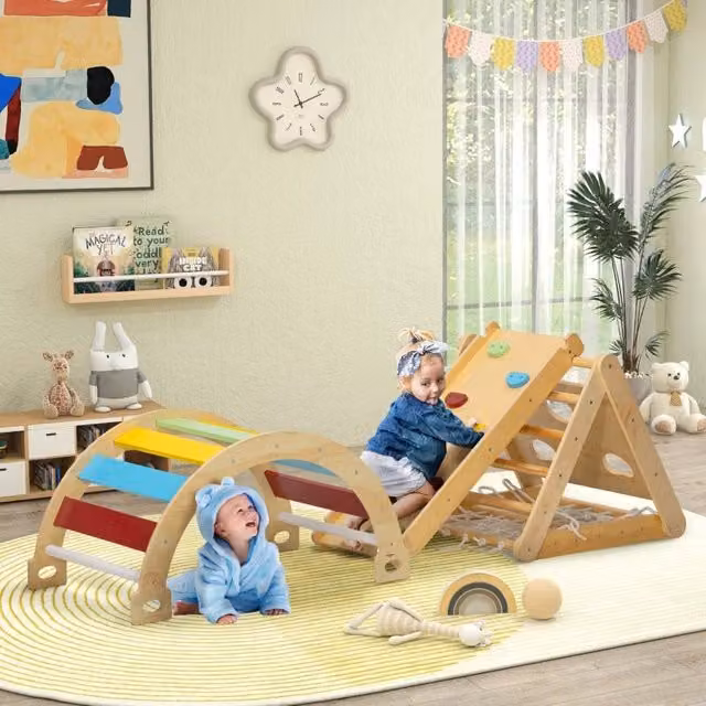 Struttura da arrampicata indoor 7 in 1 REDOM multicolore in legno