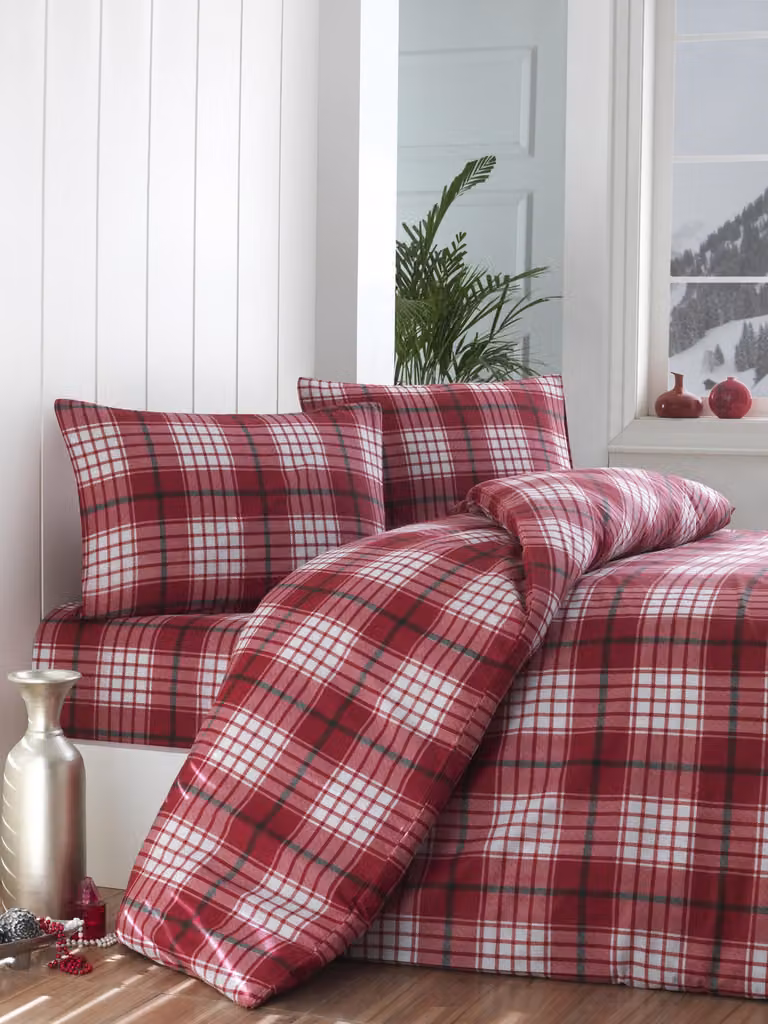 L'Essentiel Linge de Maison, Begonvilla- EPJ0424, rosso, bianco, copripiumini, 65% cotone / 35% poliestere