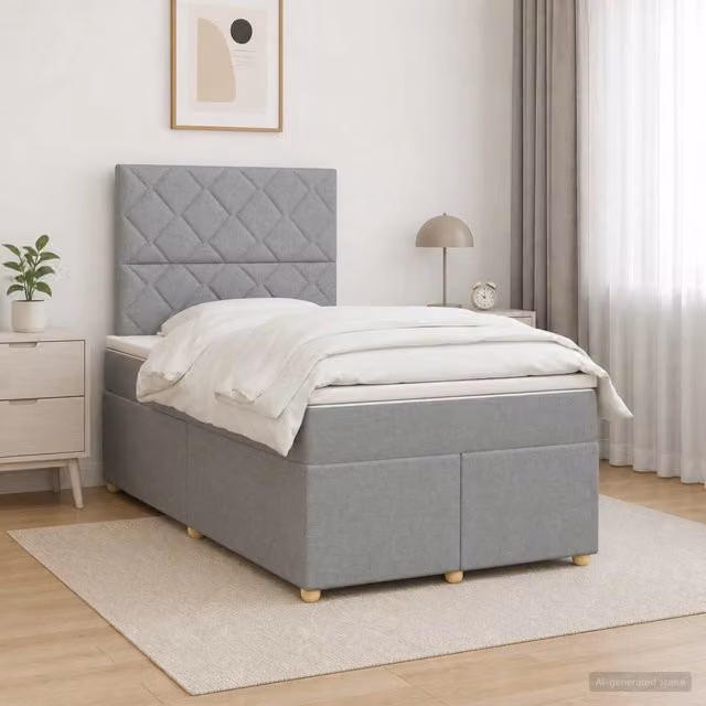 Letto box spring con materasso ibrido vidaXL Grigio e Bianco L/P: 120 x 200 cm