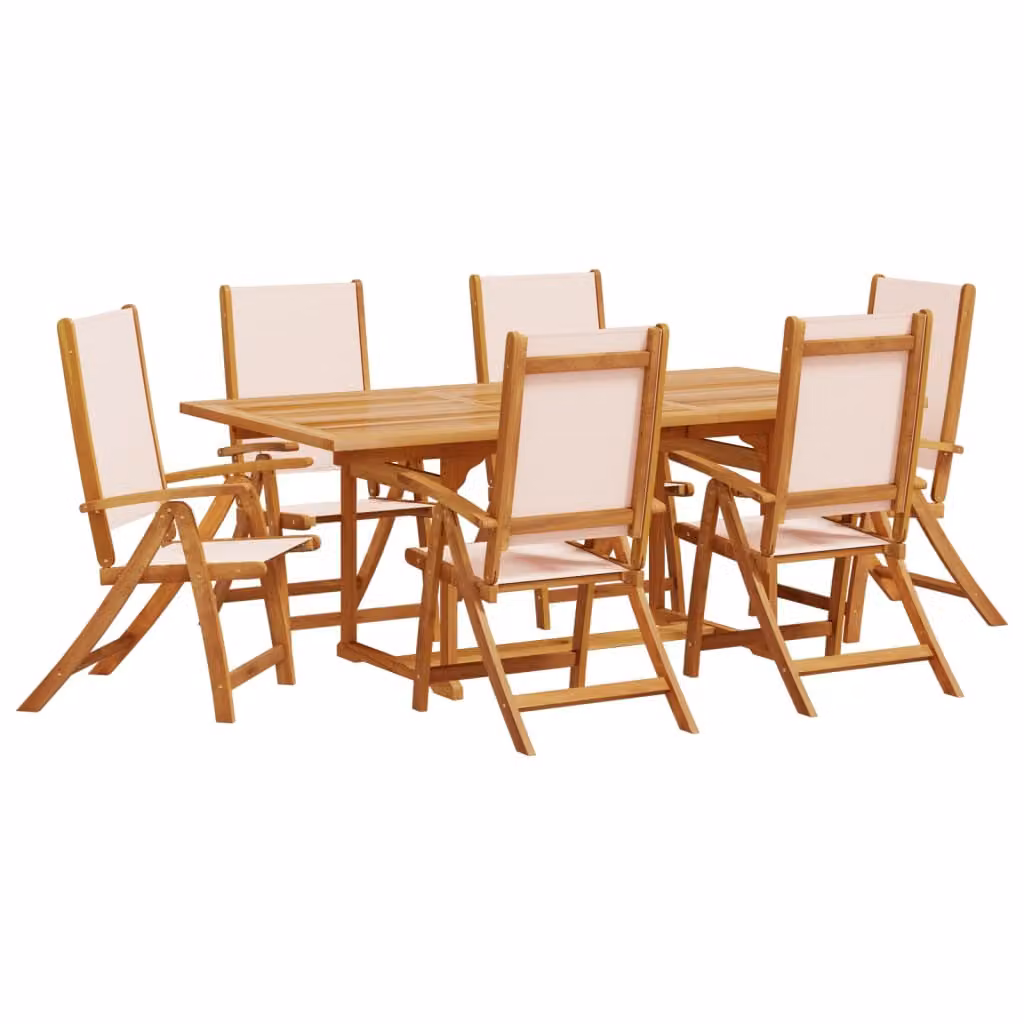 Set Pranzo da Giardino 7pz Legno Massello di Acacia e Textilene