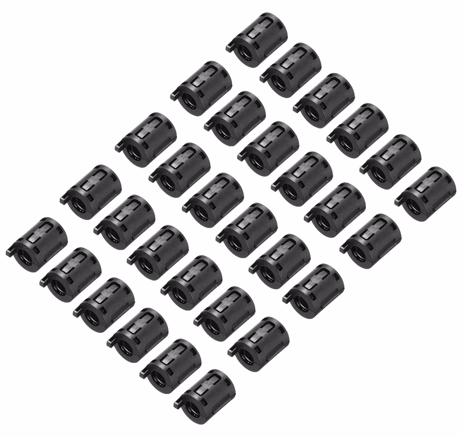 Clip per cavi a anello di ferrite, 7 mm, confezione da 30 pezzi, colore nero, per la riduzione delle interferenze elettromagnetiche