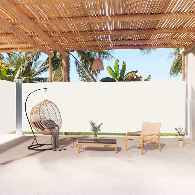 vidaXL Tenda da Sole Laterale Retrattile in Poliestere Beige L: 1000 cm, H: 200 cm