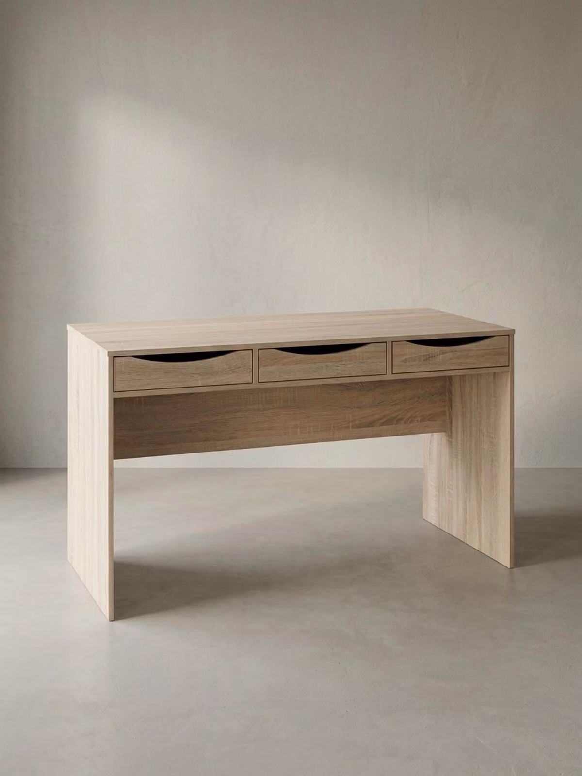 Scrivania in rovere Sonoma con cassetti - Pannello pratico, spazio di archiviazione, pannelli laterali robusti, cuscinetti antiscivolo. 120x55x75 cm | Kadima Design