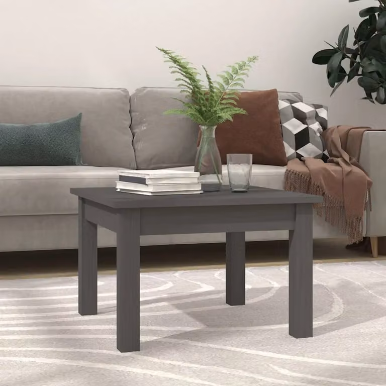 vidaXL Tavolino da Salotto Quadrato in Legno di Pino Grigio L/P/H: 45 x 45 x 30 cm