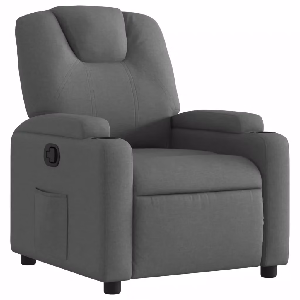 vidaXL Poltrona reclinabile relax in tessuto grigio con braccioli e leva manuale – 2